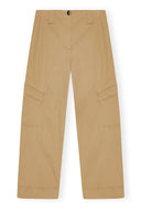 PANTALON BROWN HERRINGBONE CANVAS MID WAIST