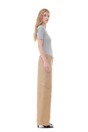 PANTALON BROWN HERRINGBONE CANVAS MID WAIST