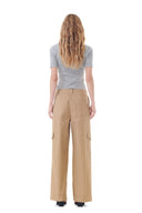 PANTALON BROWN HERRINGBONE CANVAS MID WAIST