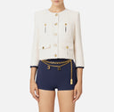 Veste cropped en tweed avec poches