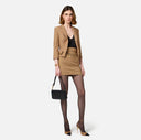 Veste cropped en crêpe stretch imprimé losange avec chaîne