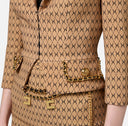 Veste cropped en crêpe stretch imprimé losange avec chaîne
