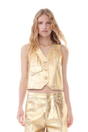 Gilet Gold Foil Denim Ganni