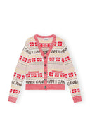 Logo Wool Mix Cardigan Ganni