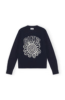 Graphic O-neck Pullover Flower Ganni