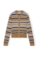 CARDIGAN BROWN STRIPED SOFT WOOL