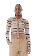 CARDIGAN BROWN STRIPED SOFT WOOL