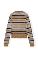 CARDIGAN BROWN STRIPED SOFT WOOL