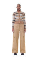 CARDIGAN BROWN STRIPED SOFT WOOL