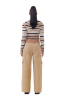 CARDIGAN BROWN STRIPED SOFT WOOL