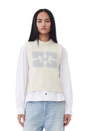 GILET WHITE GRAPHIC WOOL MIX Ganni
