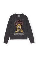 Pull Dark Grey Graphic Tiger Ganni