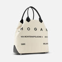Sac Shopping Hogan Script Grande Ivoire Noir Hogan