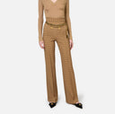 Pantalon palazzo en crêpe imprimé losange avec chaîne
