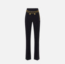 Pantalon palazzo en crêpe stretch avec ceinture