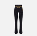 Pantalon palazzo en crêpe stretch avec ceinture