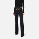 Pantalon palazzo en crêpe stretch avec ceinture