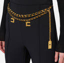 Pantalon palazzo en crêpe stretch avec ceinture