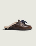 Posa Boat Loafer Mule Fur - Brushed Leather Coffee