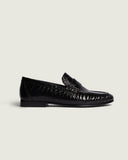 Posa Penny Loafer Wrinkle Croco Black