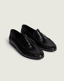 Posa Penny Loafer Wrinkle Croco Black