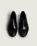 Posa Penny Loafer Wrinkle Croco Black