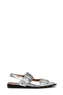 Ballerines Silver Metallic Feminine Buckle Ganni