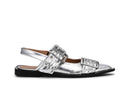 Ballerines Silver Metallic Feminine Buckle Ganni