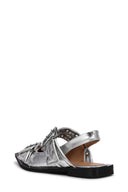 Ballerines Silver Metallic Feminine Buckle Ganni