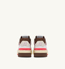 BASKET AUTRY CLC LOW EN CUIR BLANC, MARRON ET ROSE