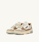 BASKET CLC LOW EN DAIM ET NABUK BEIGE ET ARGENT