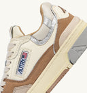 BASKET CLC LOW EN DAIM ET NABUK BEIGE ET ARGENT