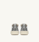 BASKET MEDALIST LOW BICOLOR EN CUIR BLANC ET ACIER METALLISE
