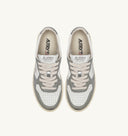 BASKET MEDALIST LOW BICOLOR EN CUIR BLANC ET ACIER METALLISE