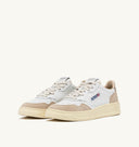 BASKET MEDALIST LOW EN CUIR ET DAIM BLANC ET OR