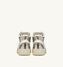 BASKET MEDALIST MID BICOLOR EN CUIR BLANC ET PLATINE METALLISE