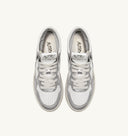 BASKET MEDALIST MID BICOLOR EN CUIR BLANC ET ARGENT METALLISE