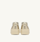 BASKET MEDALIST PLATFORM EN CUIR BLANC ET PLATINE METALLISE