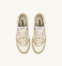 BASKET MEDALIST PLATFORM EN CUIR BLANC ET PLATINE METALLISE