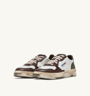 BASKET MEDALIST LOW SUPER VINTAGE EN CUIR BLANC MILITARY ET MARRON