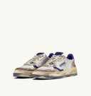 BASKET AUTRY MEDALIST LOW VINTAGE CUIR BLANC, VIOLET ET PLATINE