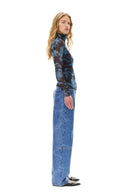 Coll roulé Blue Printed Mesh Long Sleeve Ganni