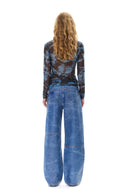 Coll roulé Blue Printed Mesh Long Sleeve Ganni