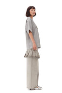 T-shirt Grey Heavy Cotton Drop Shoulder Fringe Ganni