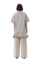 T-shirt Grey Heavy Cotton Drop Shoulder Fringe Ganni