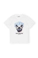 T-shirt White Basic Jersey Cat Relaxed Ganni