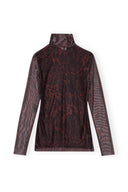 Col roulé Printed Mesh Long Sleeve Ganni