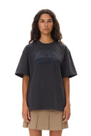 T-shirt Black Heavy Cotton Drop Shoulder Heart Ganni