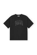 T-shirt Black Heavy Cotton Drop Shoulder Heart Ganni