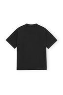 T-shirt Black Heavy Cotton Drop Shoulder Heart Ganni